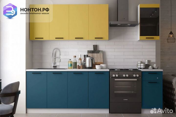 Кухня Техно 2.0м New компоновка №3 горчица софт