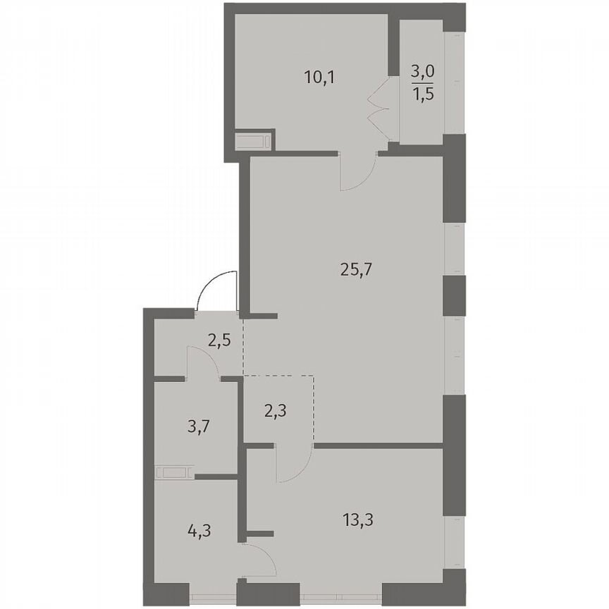 2-к. квартира, 63,5 м², 3/12 эт.