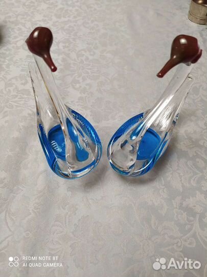 Хрустальные икорницы лебеди СССР