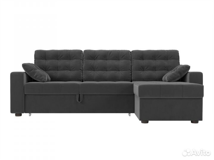 Диван угловой Камелот правый угол, велюр, серый