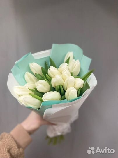 Букет из 17 белых тюльпанов