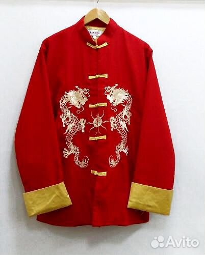 Рубаха мужская китайская, красный полиэстер, разме