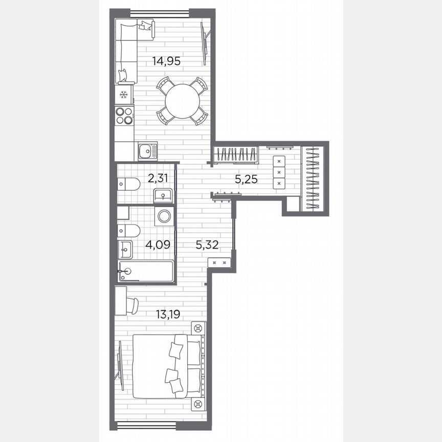 1-к. квартира, 45,1 м², 1/5 эт.