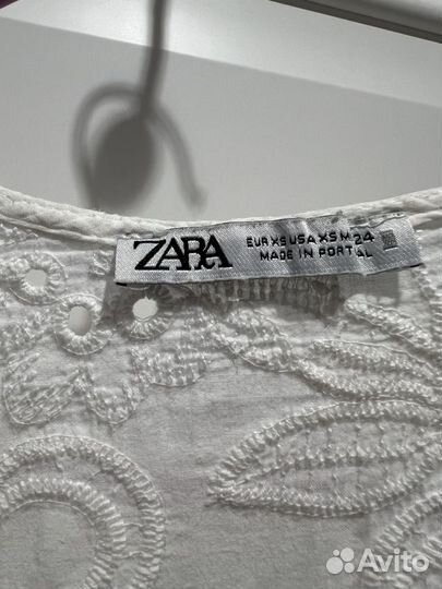 Платье хлопок шитье zara XS