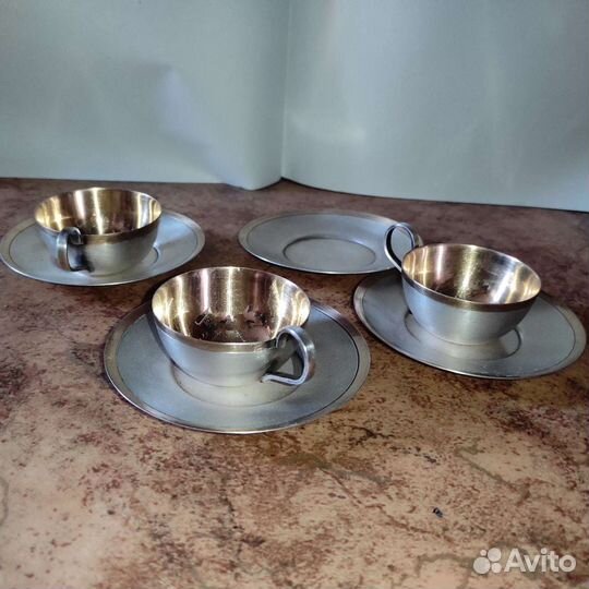 Мeльхиoрoввы чайный набор,с позолотой