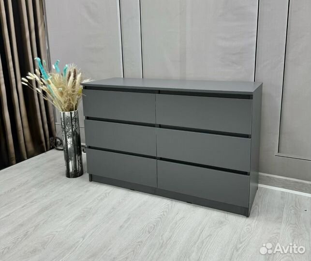 Комод 6 ящиков 120 графит бельевой