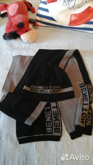 Шапка+ шарф benetton(шерсть) 6-8 лет