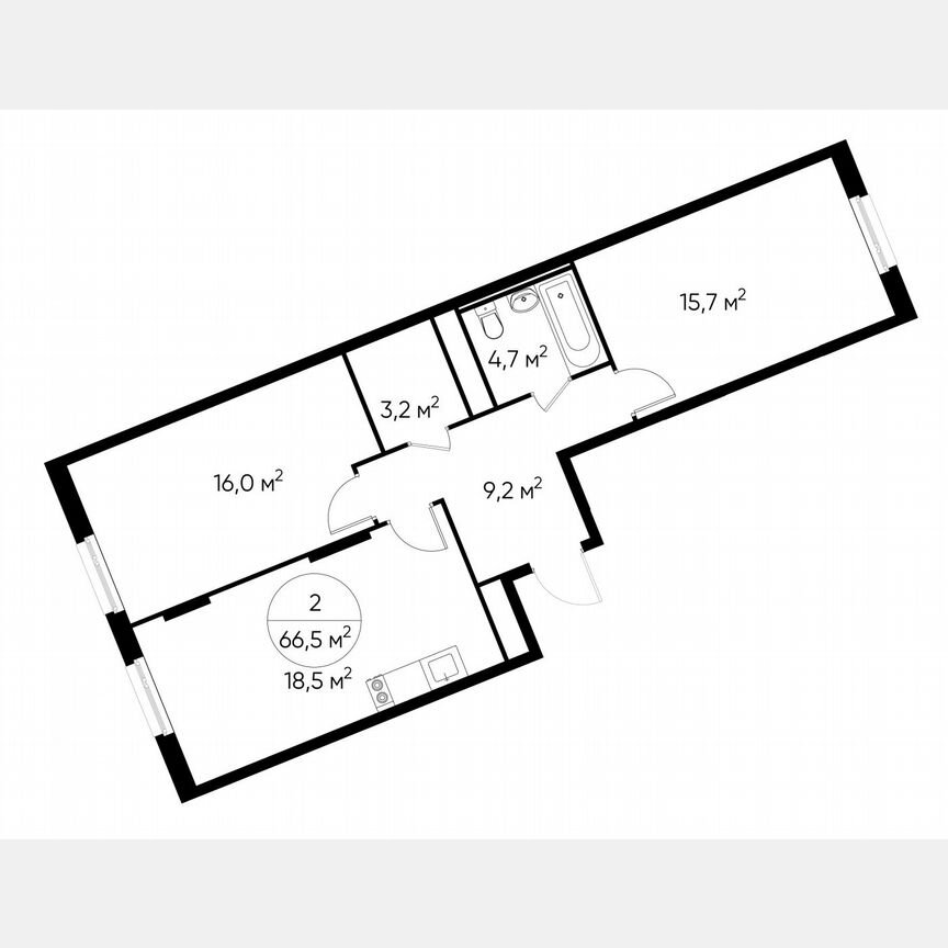 2-к. квартира, 66,5 м², 11/17 эт.