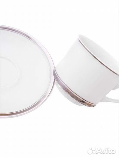 Чайный сервиз Leander белый платина серебро