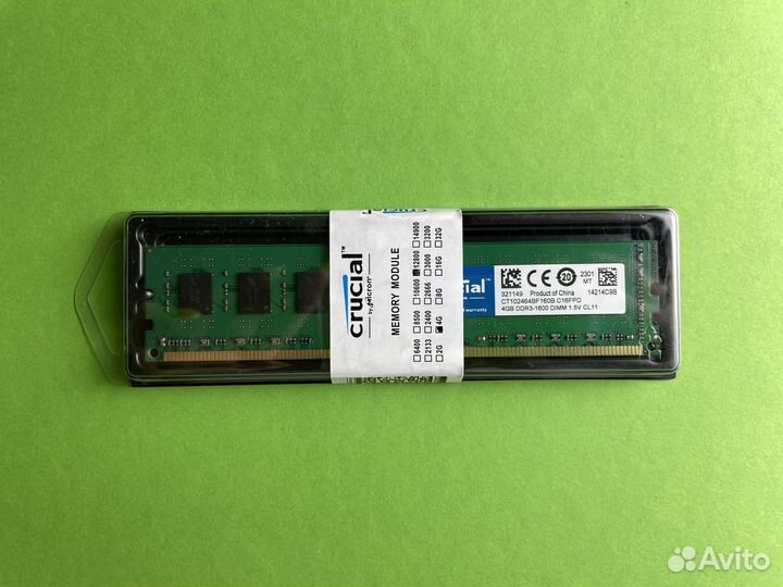 DDR3 1600 MHz 4GB Crucial dimm для пк новая