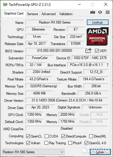 Radeon rx 580 4GB