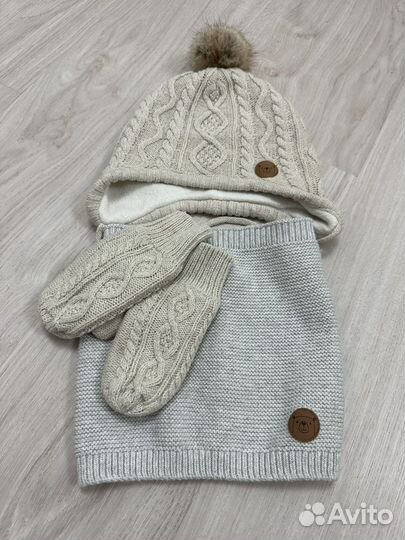 Набор шапка снуд варежки H&M р98
