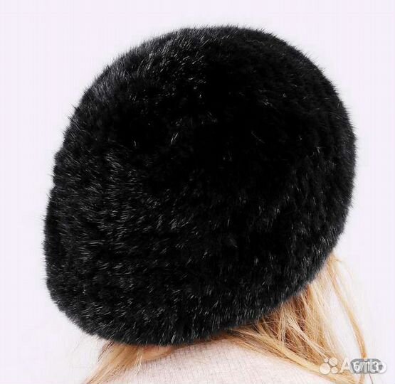 Берет из норки черный новый