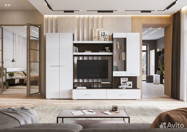 Гостиная (2,8м) глянец белый/венге Вегас-1