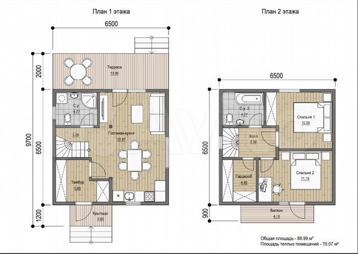 Дом 90 м² на участке 10 сот.