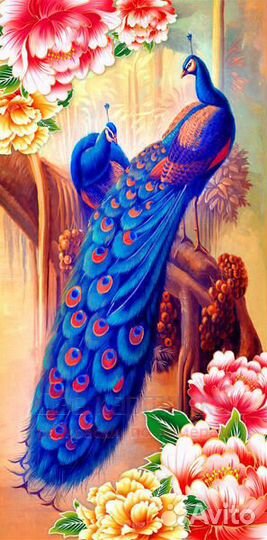 Картина по номерам 40x50 Бриллиантовые павлины