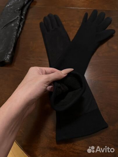 Перчатки женские длинные зимние кожаные