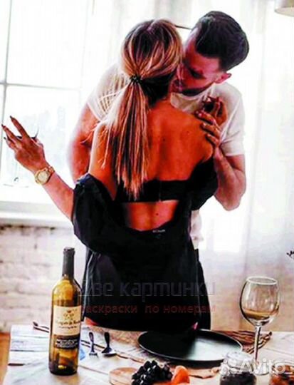 Алмазная мозаика 40x50 Нежный поцелуй на кухне