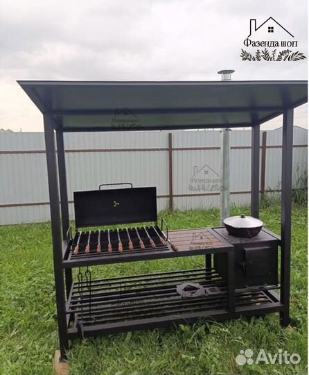 Мангал с печью под казан