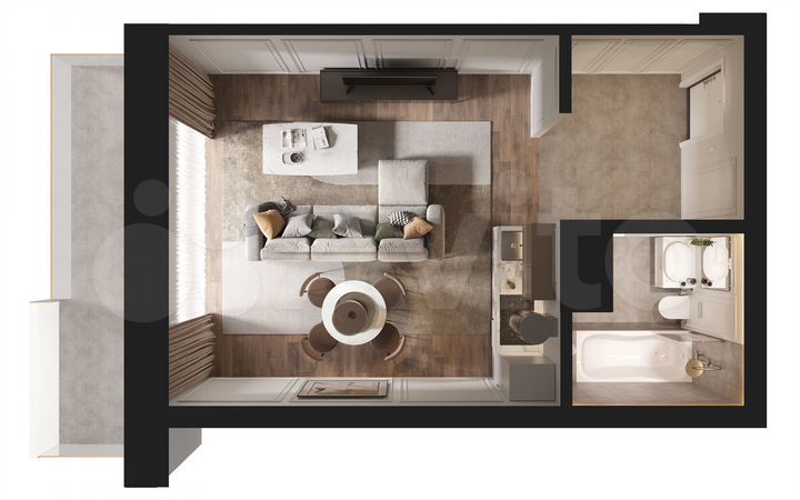 1-к. апартаменты, 45,7 м², 2/5 эт.