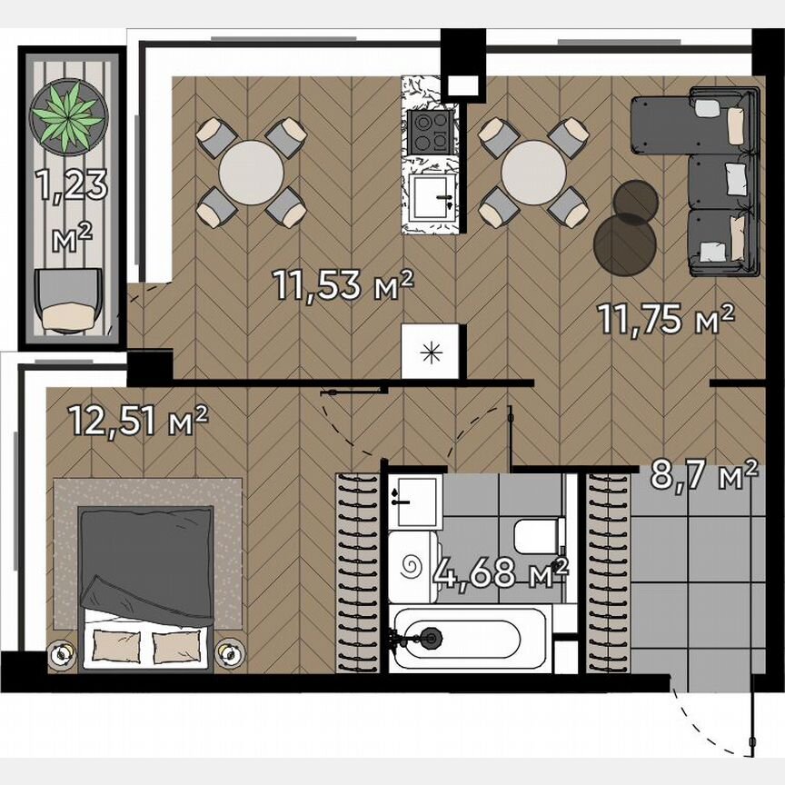 2-к. квартира, 50,4 м², 9/16 эт.