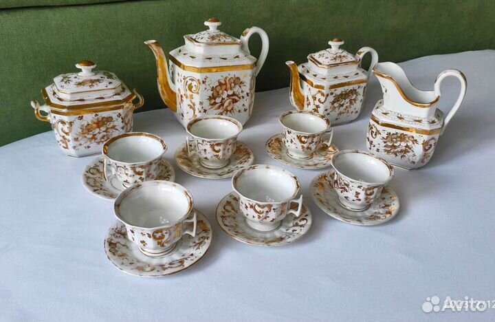 Антикварный сервиз 19 века, фарфор, Франция