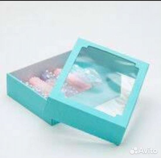 Коробка сборная, крышка-дно, с окном