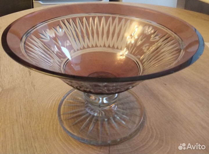 Хрусталь цветной - вазы для фруктов, салата