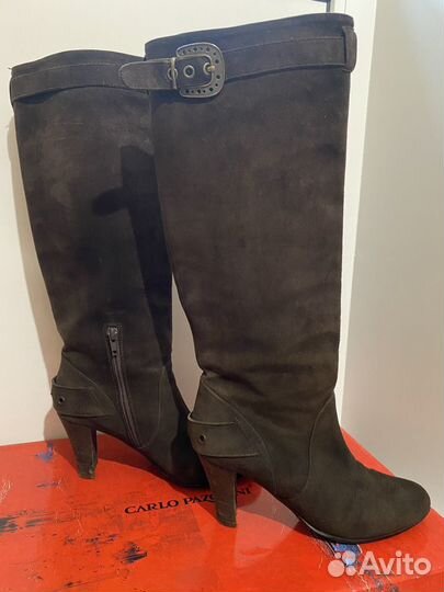 Осенние итальянские замшевые сапоги (37 р.)