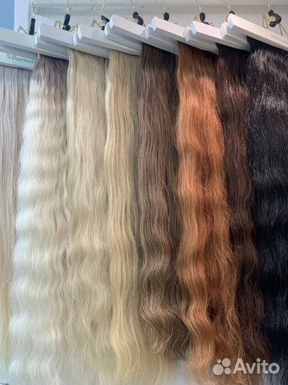 Волосы для наращивания темно-русые, кудри