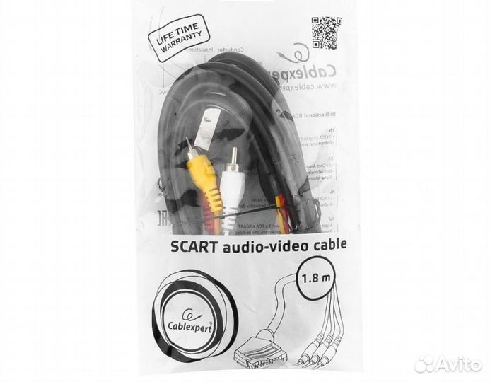 Кабель Scart - 3RCA, 1.8м, Cablexpert, CCV-519-001