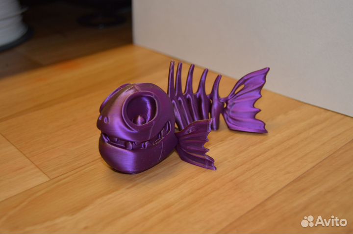 Подвижная антистресс грушка рыба скелет 2х цветная