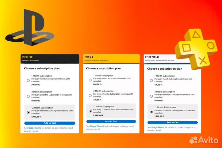 PS Plus Essenical / extra / Люкс на 1 месяц