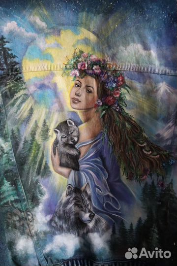 Джинсовка, роспись красками