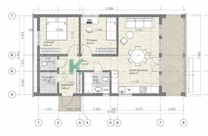 Дом 80 м² на участке 6 сот.