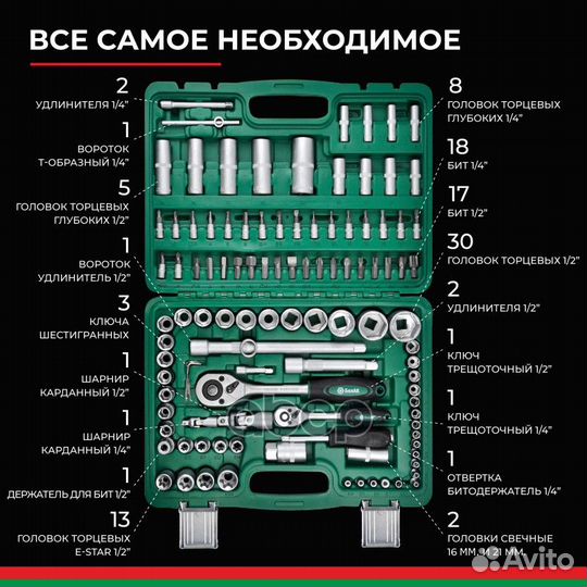 Набор инструмента 108 предметов бак07004 белак