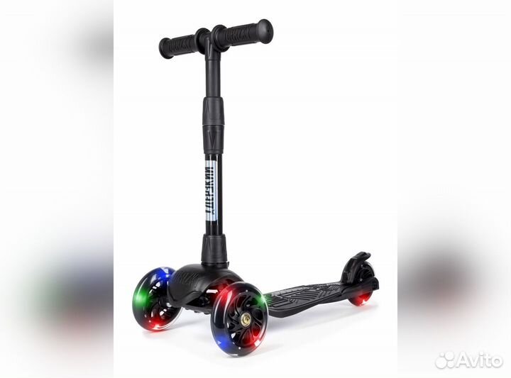 Самокат детский baby (светящиеся колеса) черный