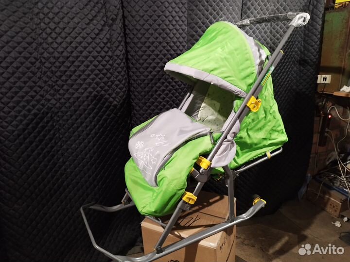 Санки коляска Nika складная с доп. колесиками