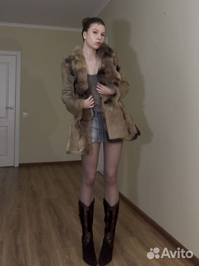 Натуральная авангардная дублёнка. Винтаж. Италия