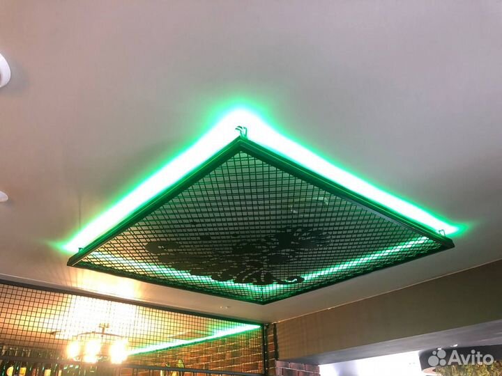 Панно, люстра из металла с подсветкой в стиле лофт