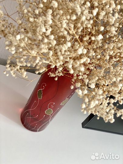 Ваза для цветов, стеклянная, красная