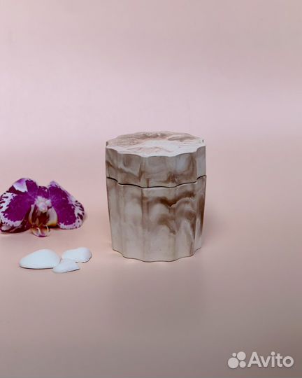 Шкатулка из гипса / подсвечнник с крышкой