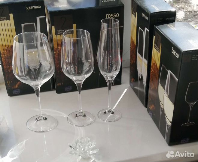 Бокалы для шампанского и красного вина богемия