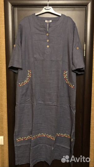 Платье большой размер хлопок/лен 56/60