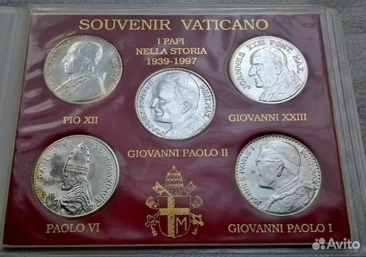 Ватикан, официальный набор, монеты, марки, В лирах