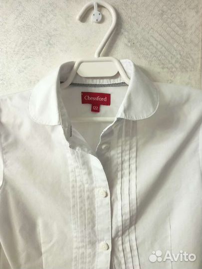 Блузка, рубашка школа синяя, белая, чёрная 120-128