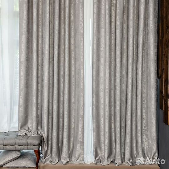 Комплект штор мрамор Зарина Светло-серый