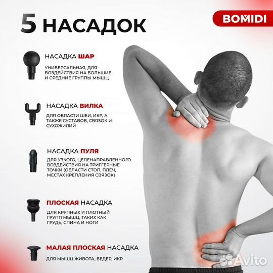 Перкуссионный массажер Bomidi черный новый