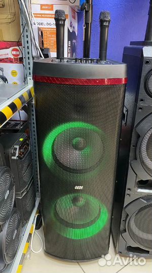 Супер мощная колонка 1200вт 2 unf микрофона 120см