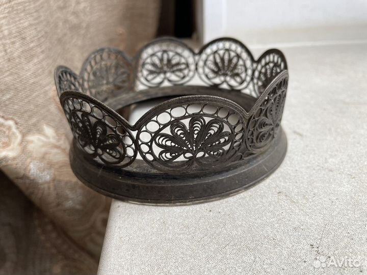 Подставка под сахарницу СССР посеребрение скань